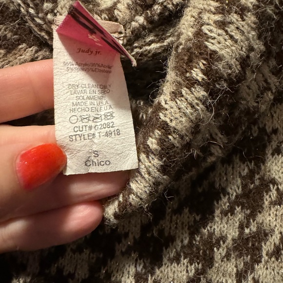 Brown and cream houndstooth sweater - Picture 2 of 2